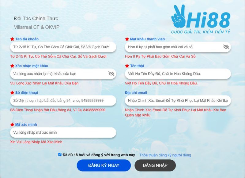 Mẫu đăng ký Hi88